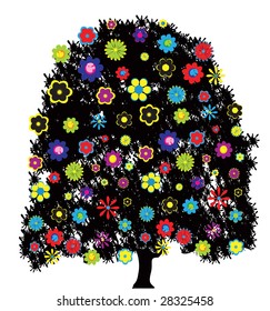 Tree of flowers vector illustration