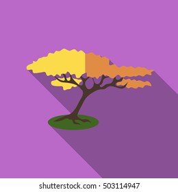 Tree with fluffy crown icon. Flat illustration of tree with fluffy crown vector icon for web