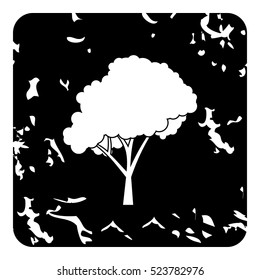 Tree with fluffy crown icon. Grunge illustration of tree vector icon for web design