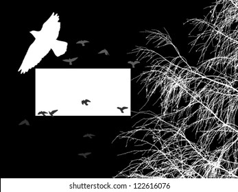 tree and flying birds