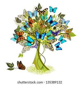 Tree of flying butterflies