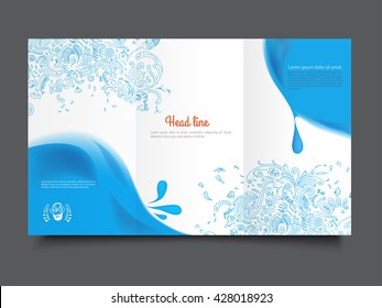 tree fold business brochure template, stripes scribbled drawn by hand, art concept, splashing design, EPS 10 vector