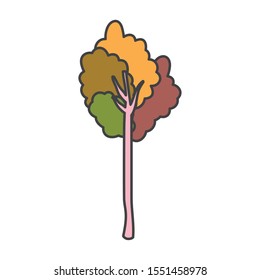 tree foliage botanical nature autumn on white background vector illustration