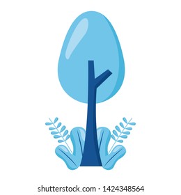 tree foliage plants on white background vector illustration