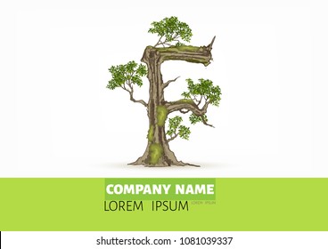 Tree font.Twisted tree  in the shape of letter.Letter A B C vector alphabet with tree. ABC concept type as logo.Eco concept. 