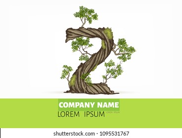 Tree font.Twisted tree  in the shape of letter.Letter A B C vector alphabet with tree. ABC concept type as logo.Eco concept. 