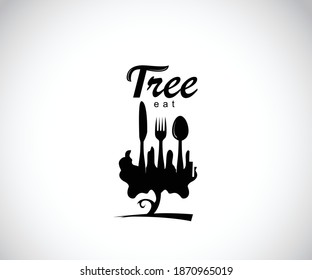 Tree food icon  logo design template