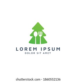 diseño del logotipo del espacio para árboles y alimentos negativos