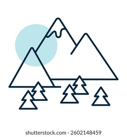Tree at the foot of the mountain vector icon. Nature sign. Graph symbol for travel and tourism web site and apps design, logo, app, UI