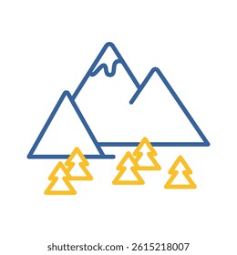 Tree at the foot of the mountain vector icon. Nature sign. Graph symbol for travel and tourism web site and apps design, logo, app, UI