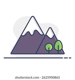 Tree at the foot of the mountain vector icon. Nature sign. Graph symbol for travel and tourism web site and apps design, logo, app, UI