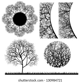 tree and forest abstract vector design elements