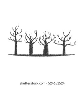tree forest branch hand drawing isolated icon vector illustration design