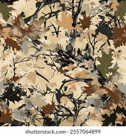 Tree forest camouflage seamless pattern design pattern for hunting and military uniform. Hunting camouflage. Camouflage pattern. 