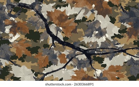 Tree forest camouflage seamless pattern design pattern for hunting and military uniform. Hunting camouflage. Camouflage pattern. Abstract camo background. Vector camouflage	