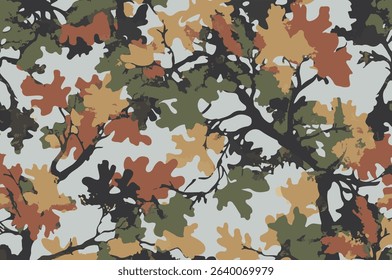 Tree forest camouflage seamless pattern design pattern for hunting and military uniform. Hunting camouflage. Camouflage pattern. Abstract camo background. Vector camouflage