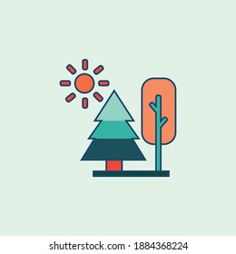 Ilustración vectorial de la línea rellenada de árbol