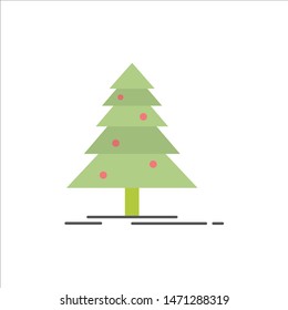 Tree, Forest, Christmas, XMas  Flat Color Icon. Vector icon banner Template. Vector Icon Template background