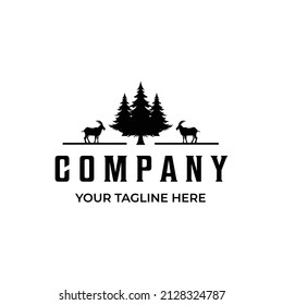 tree forest creative minimalist logo vector illustration design vintage