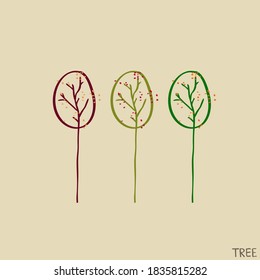 Tree forest doodle logo icon sign background Hand drawn painted style Modern abstract cartoon children's design Fashion print clothes apparel greeting invitation card badge element banner poster flyer