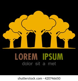 Tree forest eco gold environmental nature vector logo icon