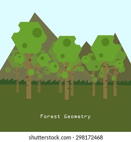 tree forest geometric simply flat style and mountain