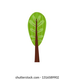 Tree forest green color stylized cute style. Vector, illustration, isolated, icon