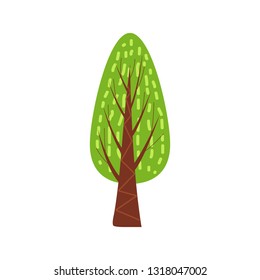 Tree forest green color stylized cute style. Vector, illustration, isolated, icon