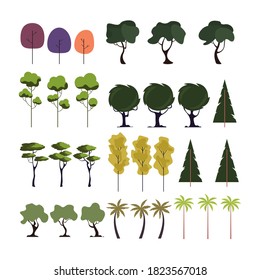 Tree forest isolated on white background set. Vector flat graphic design cartoon illustration