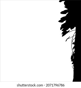 Tree in the Forest (Jungle) Silhouette for Text, LayOut, Quote, Illustration, Poster, Background, or Graphic Design Element. Vector Illustration 