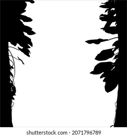 Tree in the Forest (Jungle) Silhouette for Text, LayOut, Quote, Illustration, Poster, Background, or Graphic Design Element. Vector Illustration 