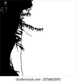 Árbol en la silueta de bosque (jungla) para elementos de texto, posición, presupuesto, ilustración, afiche, fondo o diseño gráfico. Ilustración vectorial 