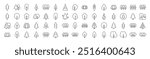 Tree and Forest Line Icon Bundle. Modern Collection for Design, Web Sites, Apps, Cards. Contains Linear Images of Deciduous and Coniferous Trees
