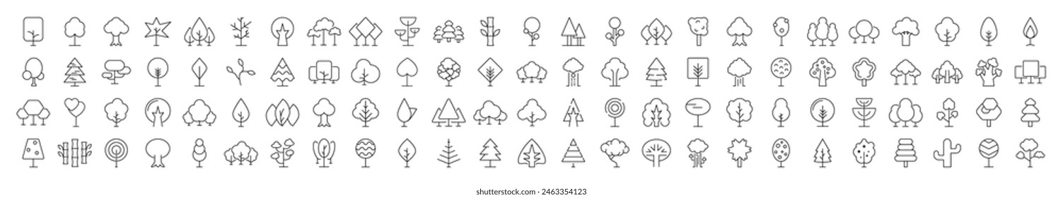 Tree and Forest Line Icons Set. Perfect for design, infographics, web sites, apps