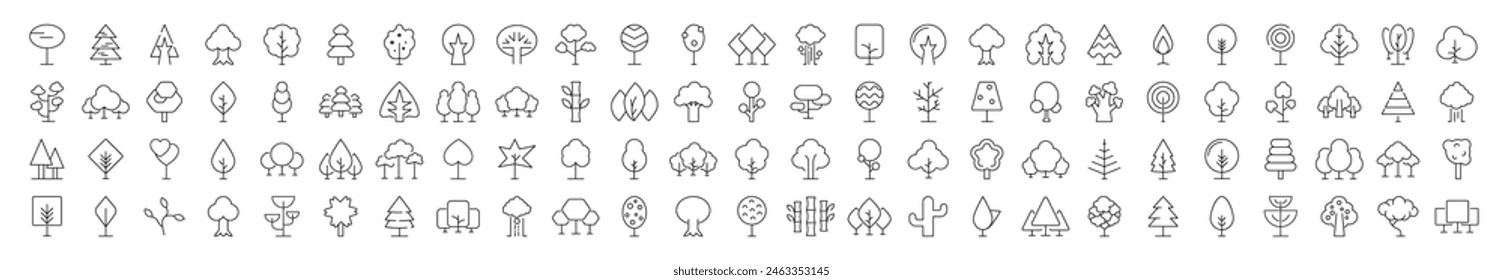 Tree and Forest Linear Icons. Perfect for design, infographics, web sites, apps. 