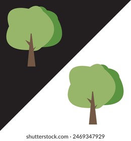 tree forest nature icon. Green trees flat vector illustration. Isolated on Black and White Background.
