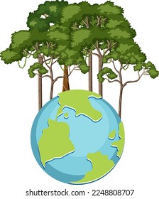 Tree forest on globe vector illustration