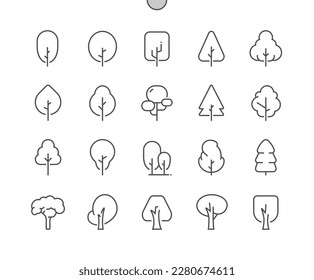 Tree. Forest, park and garden trees. Nature concept. Plant. Pixel Perfect Vector Thin Line Icons. Simple Minimal Pictogram