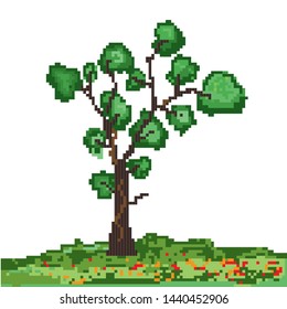 Tree Forest With Pixel art style. EPS 10