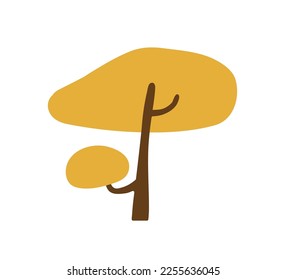 Baum, Waldpflanze mit Stamm und Zweig. Moderne abstrakte botanische Laubschnitzkunst im skandinavischen Stil. Flache Vektorgrafik einzeln auf weißem Hintergrund