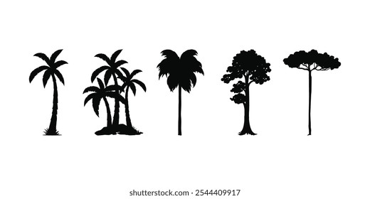 Tree and forest silhouette Vector illustration collection of trees and wilderness. Tree and Forest Silhouette Vector Illustration Collection – Wilderness and Woodland Tree Graphics for Nature Designs