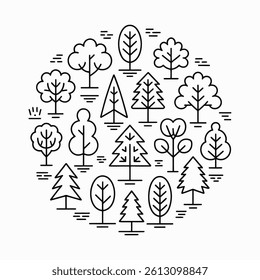 Tree and forest silhouettes - Vector illustration collection	