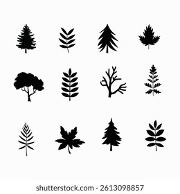Tree and forest silhouettes - Vector illustration collection	