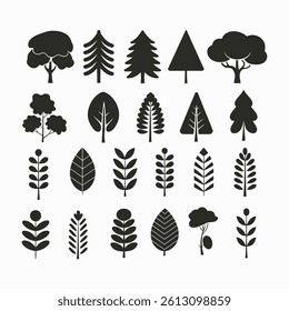 Tree and forest silhouettes - Vector illustration collection	