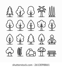 Tree and forest silhouettes - Vector illustration collection	