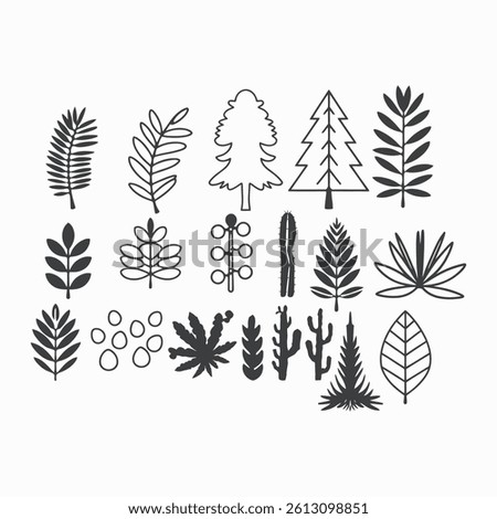 Tree and forest silhouettes - Vector illustration collection	