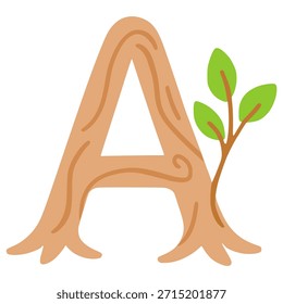tree formed letter A shape nature flat color vector illustration template design
