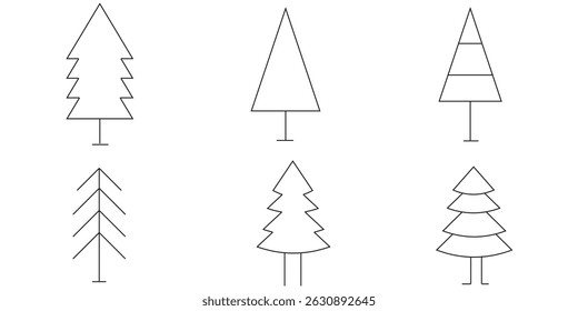 Árbol y bosque iconos símbolos. Conjunto de Vector de árbol. Colección de iconos lineales. Bosque, parque y jardín árboles aislados paquete de signos. 