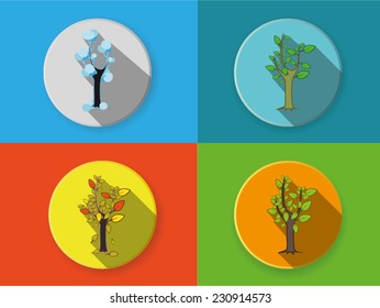 A tree in four different seasons. Flat icons.