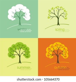A tree in four different seasons (spring, summer, winter and fall)